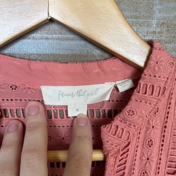 Anthropologie Forever That Girl Eyelet Mini Dress Pink Boho Western Womens S - Picture 3 of 6